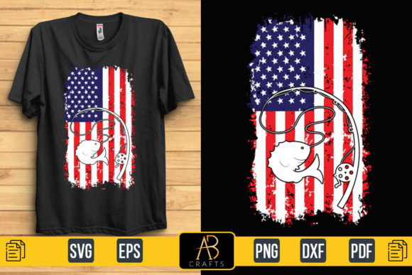 About USA Flag with Fishing T Shirt Graphics