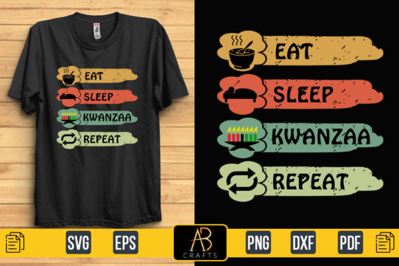 Eat Sleep Kwanzaa Repeat Graphics & Print Templates