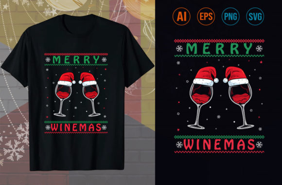 MERRY WINEMAS T SHIRT DESIGN