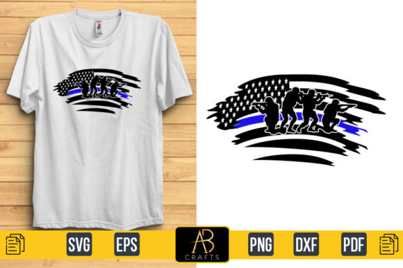 Thin Blue Line USA Flag T Shirt Design: Graphics & Print Templates