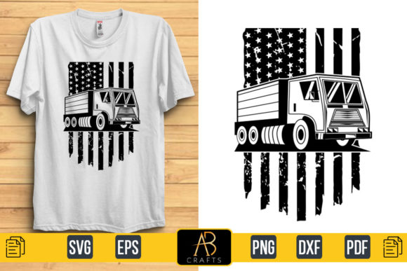 Truck with USA Flag T Shirt Design: Graphics & Print Templates